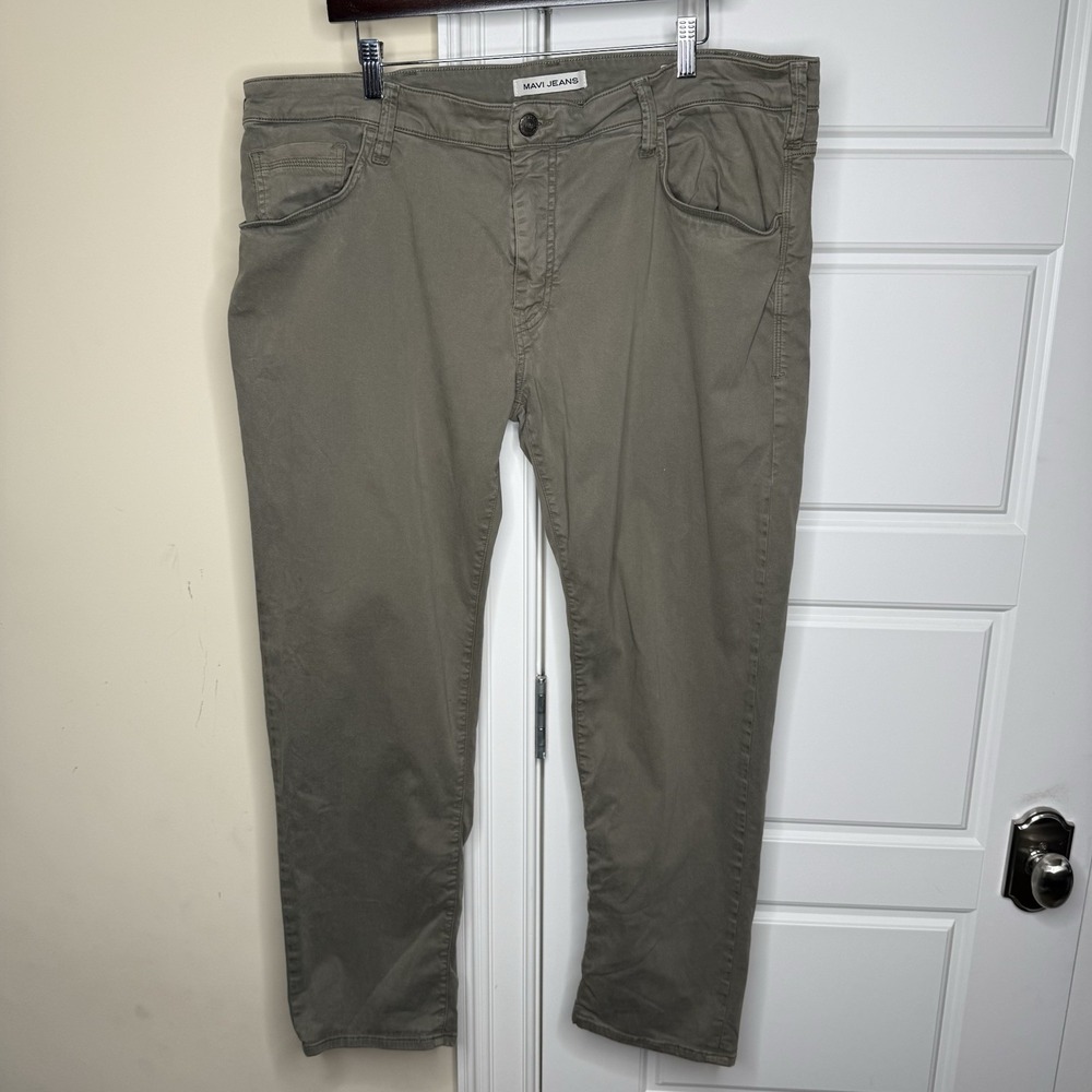 Mavi Jeans Adult 42/28.5 Tan Green Zach Pants Straight Leg Stretch Casual Men's